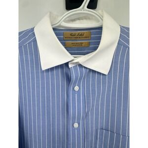 VTG 80s Roundtree &Yorke Gold Label Men Blue Stripe Non-Iron Dress Shirt 16.5 35